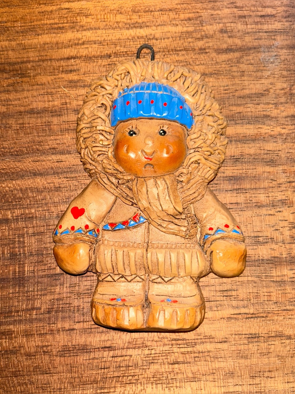 Vintage Alaska Person Christmas Ornament Puffin Eskimoppets Handmade 4.5" 1.3 oz